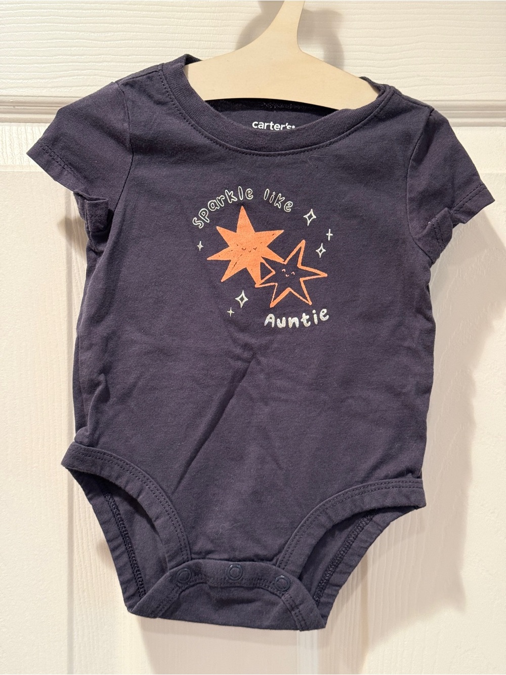 Carter's Navy Sparkle Like Auntie Short-Sleeve Onesie 3M